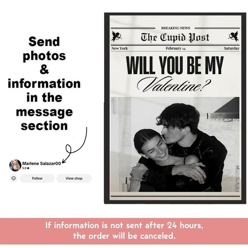 Valentine Poster,  Retro Love Quotes & Romantic Typography Wall Art,  Unframed Room Decor for Couples, Lovers & Gift Ideas