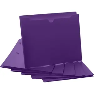 Purple File Jackets 6 Pack - 1 Inch Expansion, Letter Size, Reinforced Straight-Cut Tab