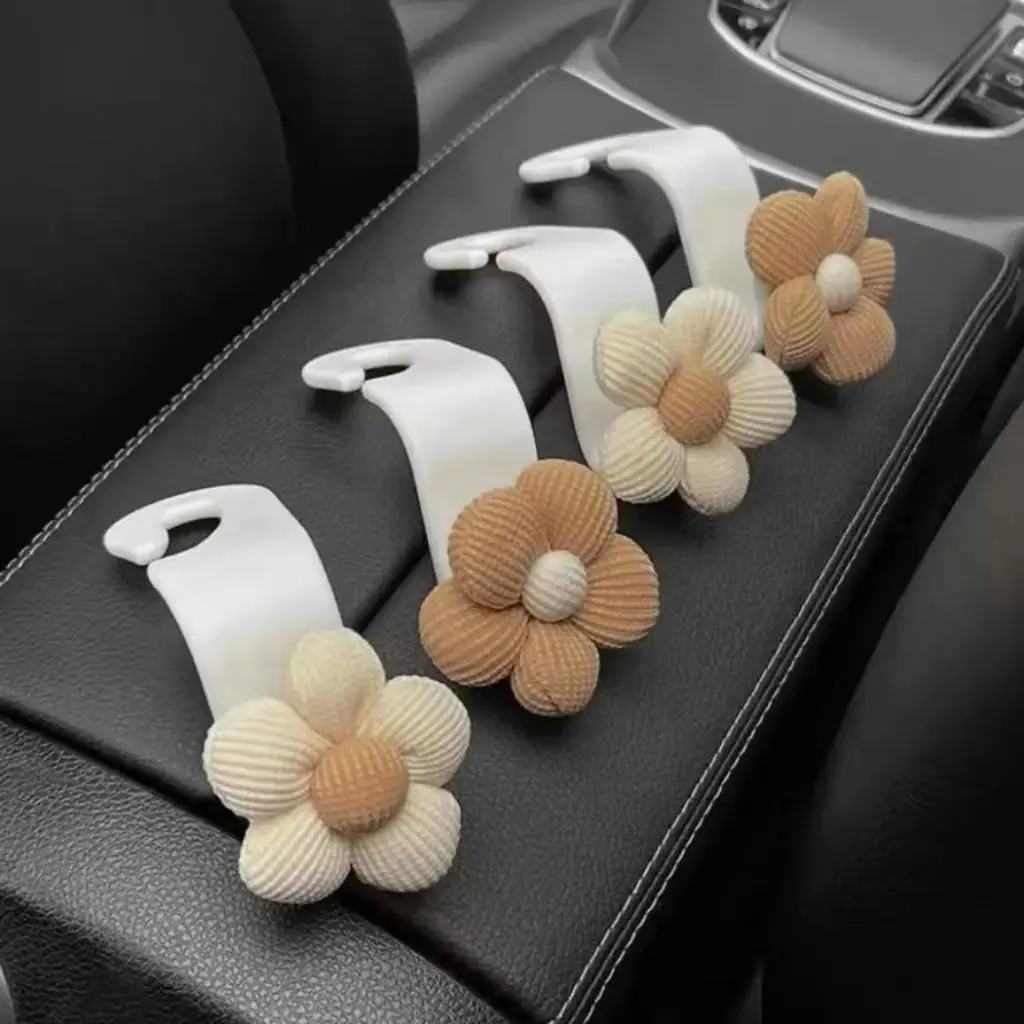 Cute Flower Design Car Seat Back Hook, Cut Flower Car Hook, Multifunctional Car Seat Back Hanger, Universal Cute Car Accessories for Women & Girls
