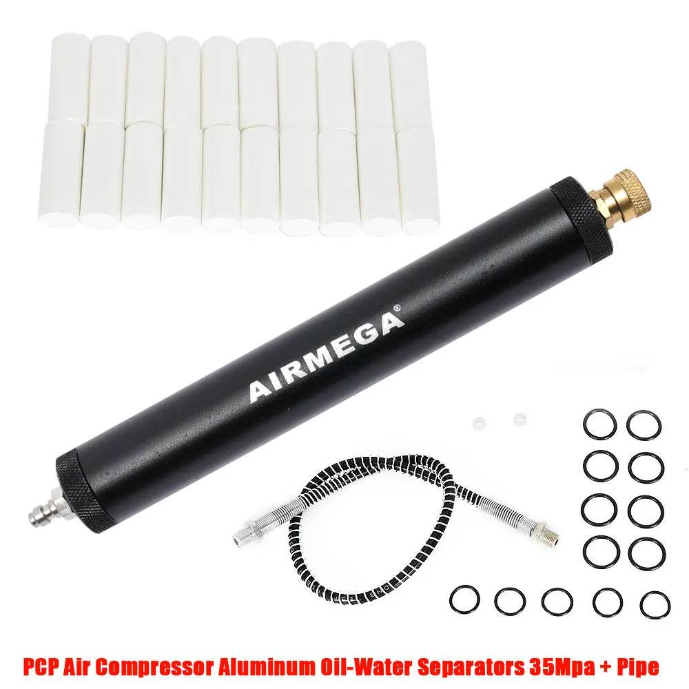 Aluminum Alloy Pneumatic Tool Oil-Water Separator, Compressor Accessory with 2-Layer Filtration, Activated Carbon Filter, 30MPa Pressure Rating
