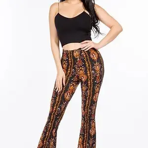 Boho venus baroque print flared pants
