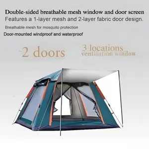 Instant Pop-Up Camping Tent for 4-6 People - Breathable Waterproof, Rainproof Sunproof, Sturdy Outdoor, UV-Protective, Windproof, Automatic Quick-Setup Portable Large Family Shelter for Camping, Hiking, Breathable Waterproof Tent, Rainproof Sunproof Tent
