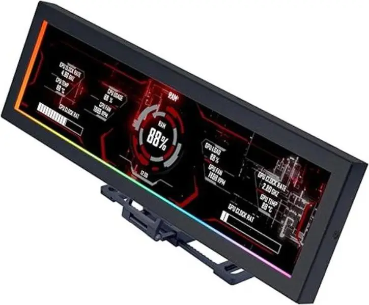 Lian-Li SM088.X 8.8 in. Universal Screen IPS LCD 1920 x 480 Mounting for Any Computer Setup, Black