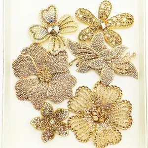 Set of 6 Rhinestone Flower DIY Handmade Embellishments, Fashion Jewelry Accessories for Clothing, Shoes, Hats, Bags, Packaging Decorations