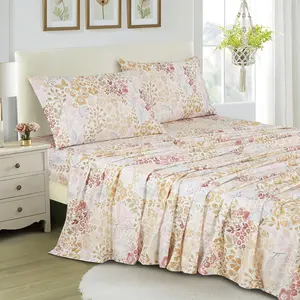 Floral 3/4-Piece Bed Sheet Set – Soft, Wrinkle-Free & Deep Pocket Design