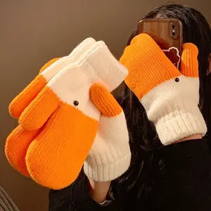 Winter Goose Gloves, Funny Novelty Animal Gloves with Thermal Soft Lining, Cute Goose Mittens Gift for Girl Friend Women