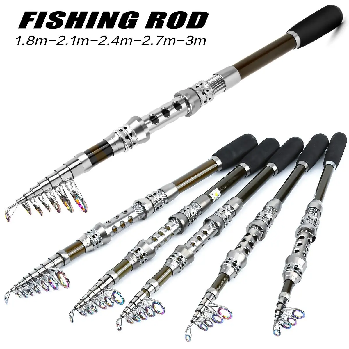 Telescopic Fishing Rod, 1 Count 1.8m-3.0m Carbon Fiber Fishing Rod, Fishing Pole for Freshwater & Saltwater Fishing, Fishing Accessories, Telescoping Pole, Telescopic Spincast Rod, Fishing Equipment, Fishing Stuff