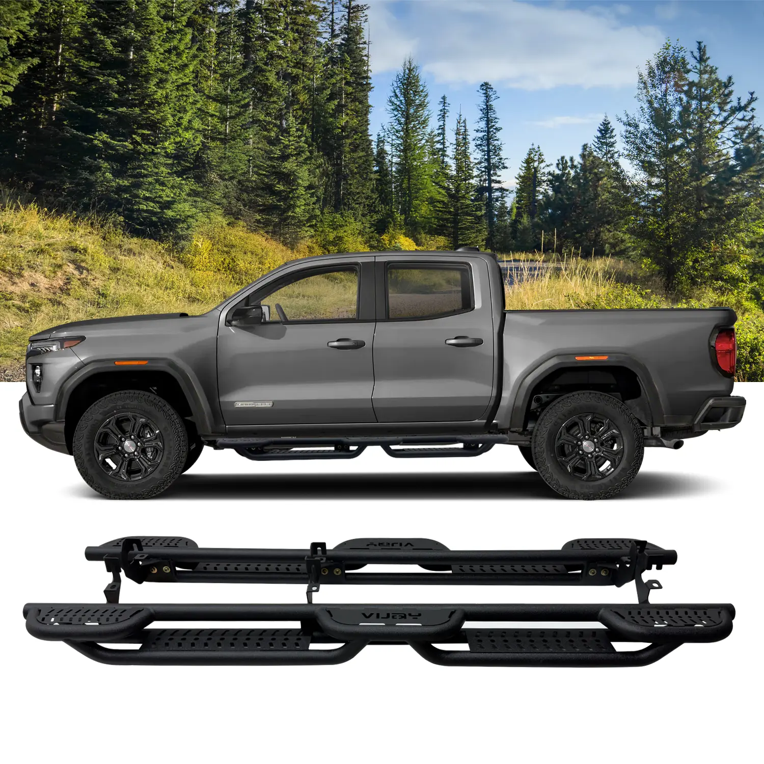 Vijay Steel Running Boards - Sleek Look, Durable, Stable Side Steps - Fits 2015-2025 Chevy Colorado & GMC Canyon Crew Cab 4-Door, Easy Screw-In Automotive Accessories, Durability