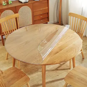 Soft Glass PVC Round Tablecloth Waterproof Oil-Resistant Non-Slip Washable Table Mat Transparent Dining Table Protector Pad