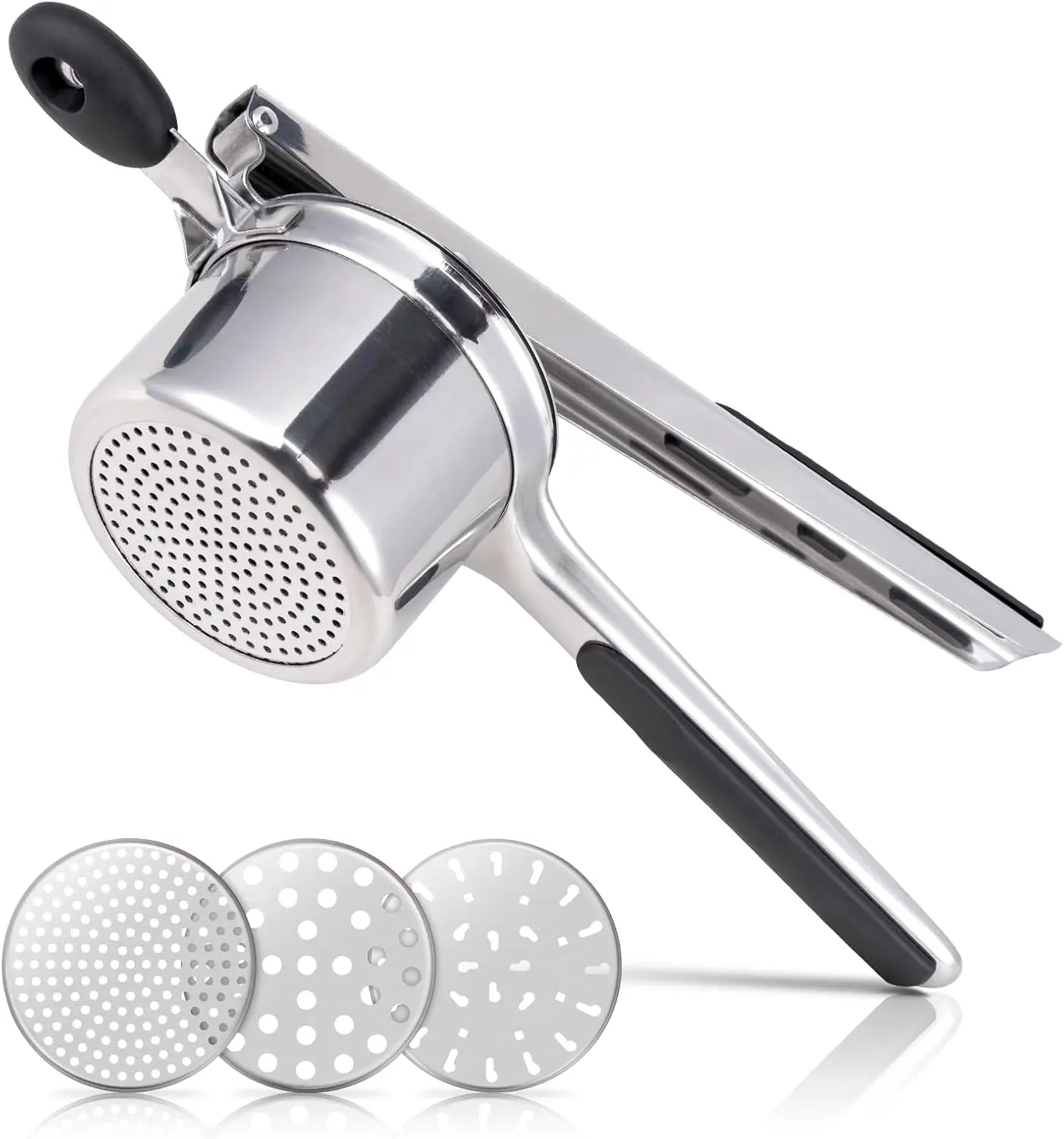 Potato Ricer, Large 15oz Potato Ricer and Masher Heavy Duty Stainless Steel with 3 Interchangeable Discs for Smooth and Fluffy Mashed Potatoes