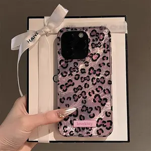 for use with iphone 17/16 pro max Pink and purple leopard print cases iphone 15 plus 17 AIR cases for women for use with iphone 14 pro Trendy Phone Shells for use with iphone 13/12/11  X/XS XSMAX Creative Mobile Accessories Smartphone Protector