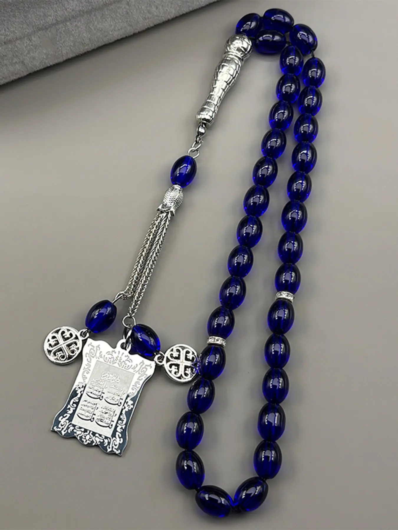 Geometric Stainless Steel Muslim Islam Allah Car Pendant for Women Men Gold Color Quran Amulet Arabic Blue Chain Faith Necklace Gift