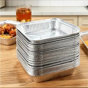 30-Pack 8-Inch Square Thick Aluminum Foil Food Containers, Disposable, Food-Grade, Leak-Proof, Ideal for Air Fryer, Oven, Baking, Grilling