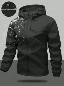 Trendy men's jacket, zippered design, standard fit, full zip closure, suitable for outdoor activities