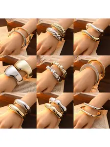Fashionable electroplated CCB open bracelet, high-end light luxury niche wristband, personalized trendy versatile bracelet