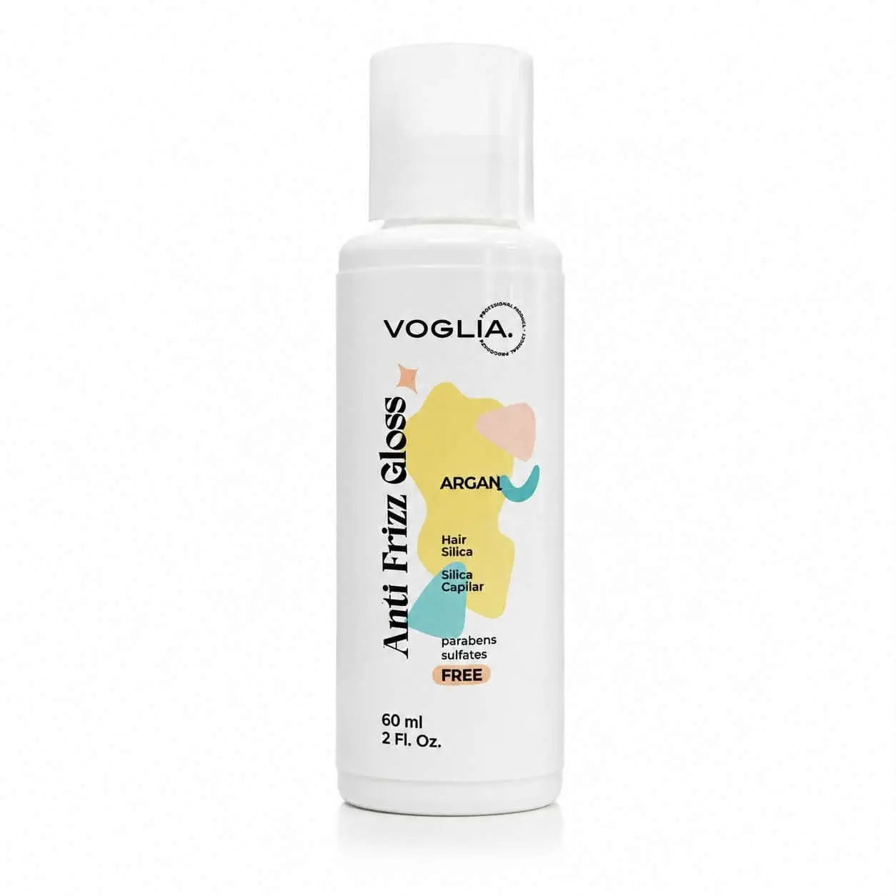 voglia Anti-Frizz Gloss Argan Oil Hair Silica 2 Fl. Oz., Silky, Nourishing Hair Oil, Hydrating, Sulfate Free Haircare, Frizz Control, Moisture, Shine Booster, Capillary Silica, Smooth, Silky Argan Moisturizing