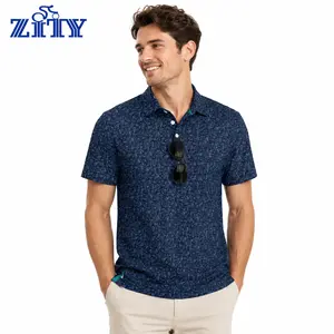 ZITY Men's Golf Shirts Short Sleeve Moisture Wicking Performance Print Patterns Casual Collared Golf Polo Shirt for Men Tropical summerwins,father'sdaygifts Golf Sports Wear Breathable Sports Wear blue collar men gifts
