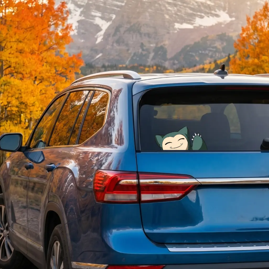Anime Snorlax Magnetic Car Sticker - 7x3.2 in Automotive Decals, Water-Resistant Rear Side Vehicle Exterior Accessories for Anime Fans