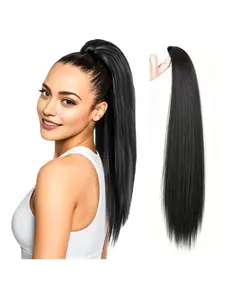 Realistic Long Straight Hair Ponytail Clip, Lightweight Natural Look, High Ponytail Wigs, Invisible Clips, Easy to Style