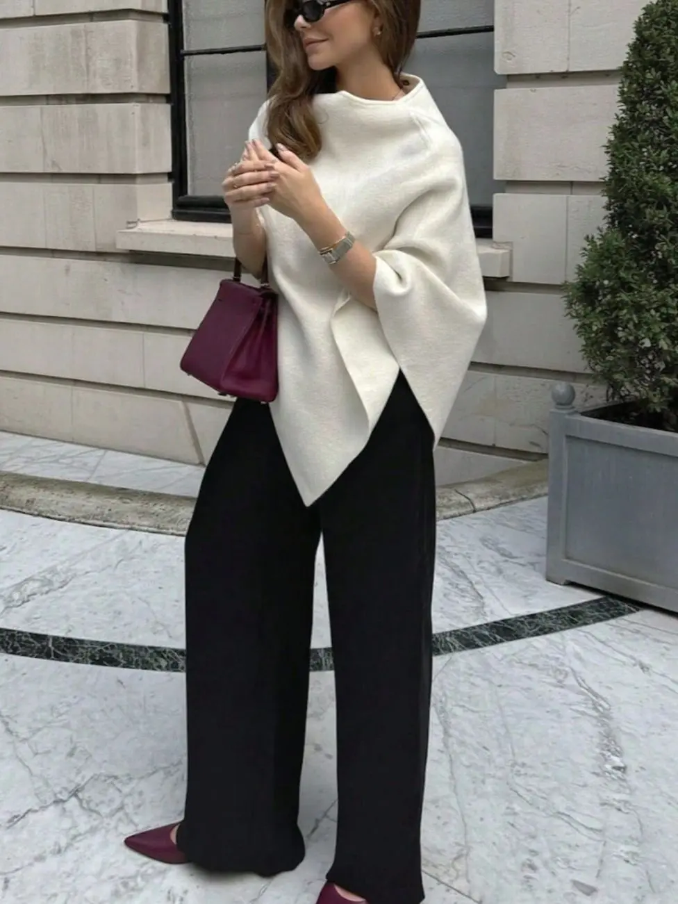 Solid Color Ribbed Shawl Wrap, Versatile Lightweight Knit Layer, Everyday Autumn Winter Wear
