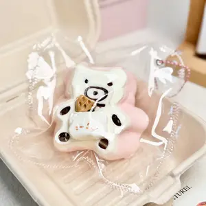 【Buy 3 get 1 free】Pink Cream Bear taba squishy Food-Grade Silicone Slow-Rising Rebound Squishy Fidget Toys for Stress Relief - Soft Squeeze Toys with Thick Creamy Slime Texture, Handmade Non-Toxic Sensory Toys Rubber