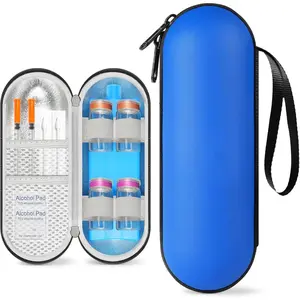 Insulin Cooler Travel Case for 4 Vials -  Cooler Case and  Medication Organizer, Hard Shell Portable  Cooling Bag with Ice Brick for Vials & Pens, TSA Approved, Blue