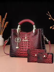 Luxurious Alligator Pattern Crossbody Shoulder Bag, Fashionable Crossbody Bag, Elegant PU Material Boston Bucket Handbag, Women's Fashion Casual Accessory, Crossbody Shoulder Purse