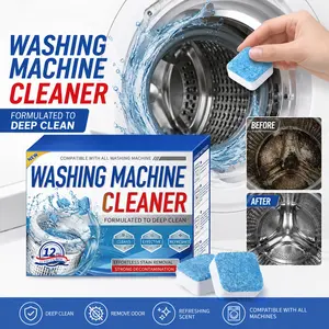 Washing Machine Cleaner & Descaler Tablets — Thorough Cleaning & Odor Removal. Suitable for Drum and Top-Loading Washers. Powerful Action to Eliminate Hidden Grime and Buildup (Pack of 12) — A Household Essential.