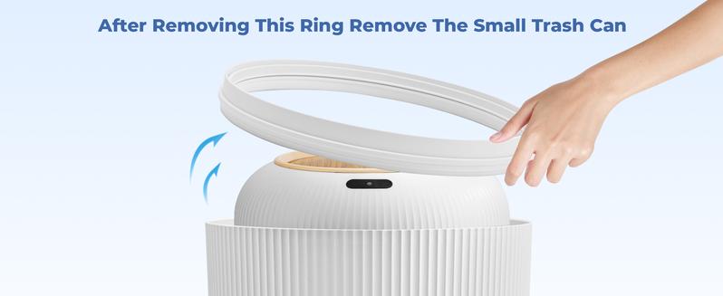 Pukomc Smart Induction Waterproof Trash Bin - Flip-Top Design for Bathroom, Kitchen, Bedroom, and Office - Cute Nordic Style Springtok White Motion Sensor Automatic Filter