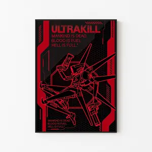 [New Gaming Decor - Sale Up To 40%] [Unframe] Ultrakill Poster Mankind is Dead, Dark Sci-Fi FPS Wall Art, Dystopian Shooter Artwork, Gamer Room Decor, Fan Gift