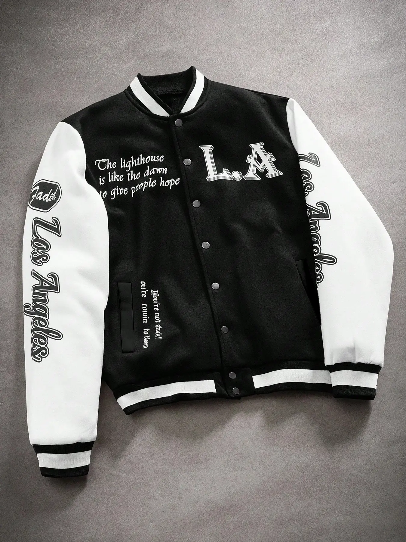 Men's Baseball Jacket, Los Angeles Print, Y2K College Style, Back-To-School & Halloween Essential, Perfect Gift for Boyfriend