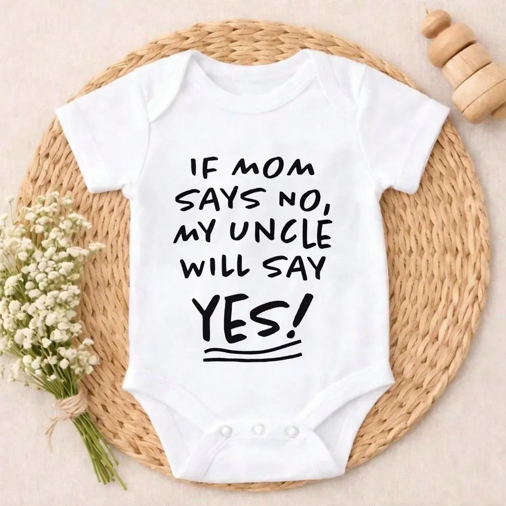 Newborn Baby Bodysuit Gift Set If Mom Says No My Uncle Will Say Yes Baby Clothes Infant Clothes Baby Gift Set Comfortable Cotton Soft Cotton Romper Outfit for Boys & Girls 0-24M