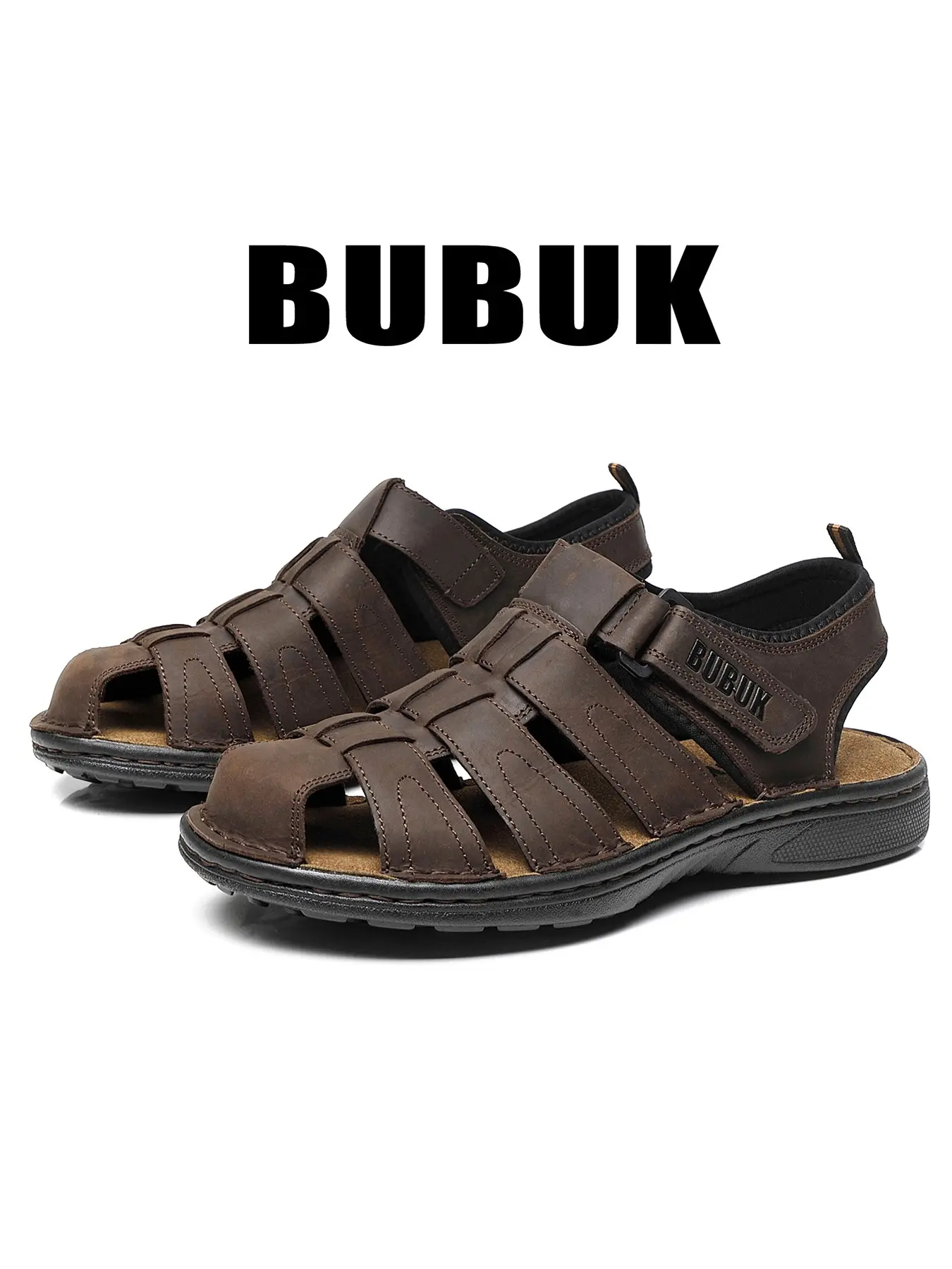 BUBUK Men's Fashion Leather Sandals, Breathable Outdoor Footwear, Stylish All-Season Shoes, Comfortable Daily Wear, Casual Lifestyle Footwear, Casual Summer Shoes