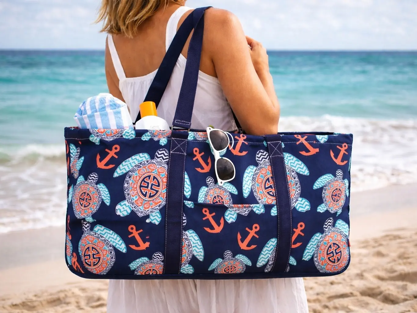 Ocean Sea Turtle Anchor Utility Bag design tote