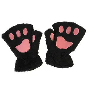 F.C Fashion Culture Plush Fuzzy Paw Fingerless Texting Gloves
