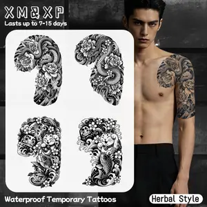Snake and Floral Temporary Tattoo Stickers, Waterproof Long-Lasting 7-15 Days, Half-Permanent Herb Tattoos, Suitable for Arms, Legs, Back