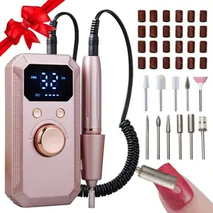 Electric Nail Drill Set for Gel Nails, Girl using nail polisher,LED Display, 32 Speed Settings, Efficient Power, Long Lasting, Compact Design, Salon Equipment