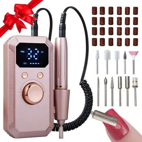 Electric Nail Drill Set for Gel Nails Manicure with LED Display, Manicure Machine, 32 Speed Settings and Efficient Power, Long-Lasting Compact Nail Grinding Tool, Nail Tools for Home and Salon Use