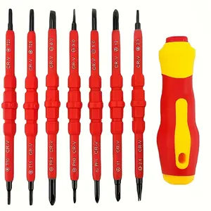 Insulated Screwdriver Set for Electricians – Ergonomic Handle, Magnetized Tips, Durable for Electrical Work, Receptacle & Outlet Screwdriver, Multi-Tool (8 in1)