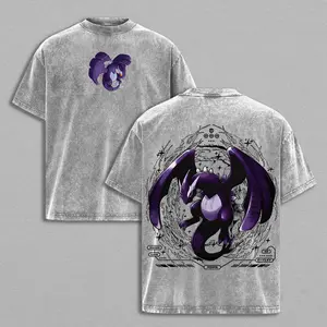 Dark Lugia T-Shirt – Pocket Monsters Vintage Oversized Heavy Cotton Acid Washed Anime Tee, Unisex Streetwear Graphic Top for Fans And Loves