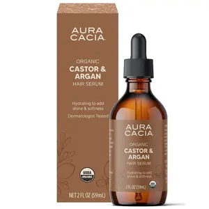 Aura Cacia Organic Castor And Argan Hair Serum 2 fl. oz.