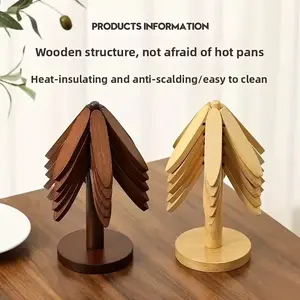 5-Pack Bamboo Wood Tripod Insulation Pads, Heat Resistant Kitchen Accessories, Ideal for Hot Dishes, Teapots, Jewelry Decoration