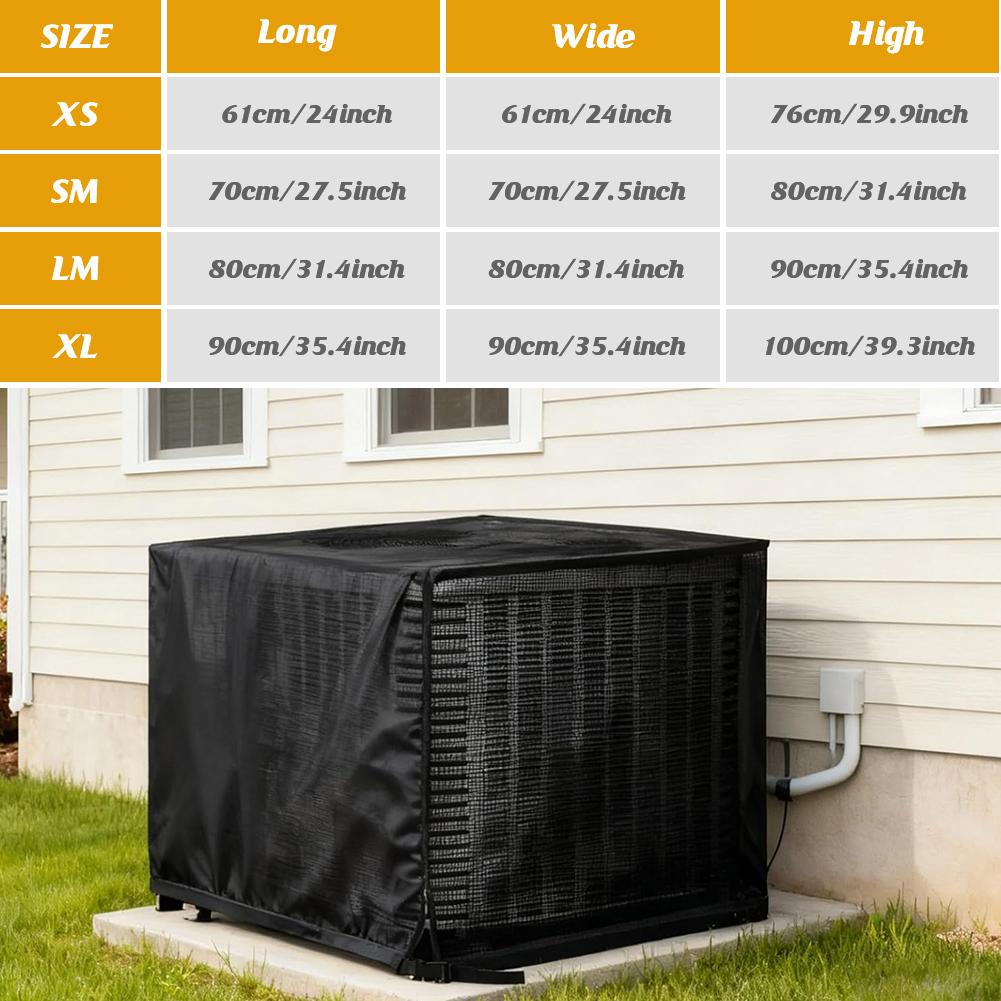 Outdoor AC Cover for Outside Units - Heavy-Duty Mesh Protector Cover with Reinforced Elastic Strap Closure, Weatherproof, UV-Resistant, All-Seasons Option (Multiple Sizes for Household Use)