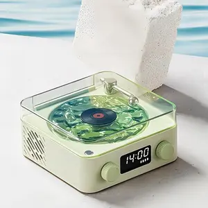 Portable Record Player Speaker, Retro Record Player Speaker with Ocean Sound, Cute Night Light Speaker for Bedroom, Kids, Gift, Audio