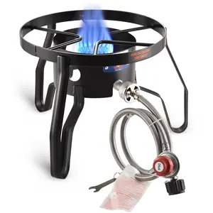 55,000BTU Propane Burner Camping Stove,Gas Stove Burner Cooker for Outdoor Cooking for Turkey Fry,Homebrewing,Crawfish Boil,and More!