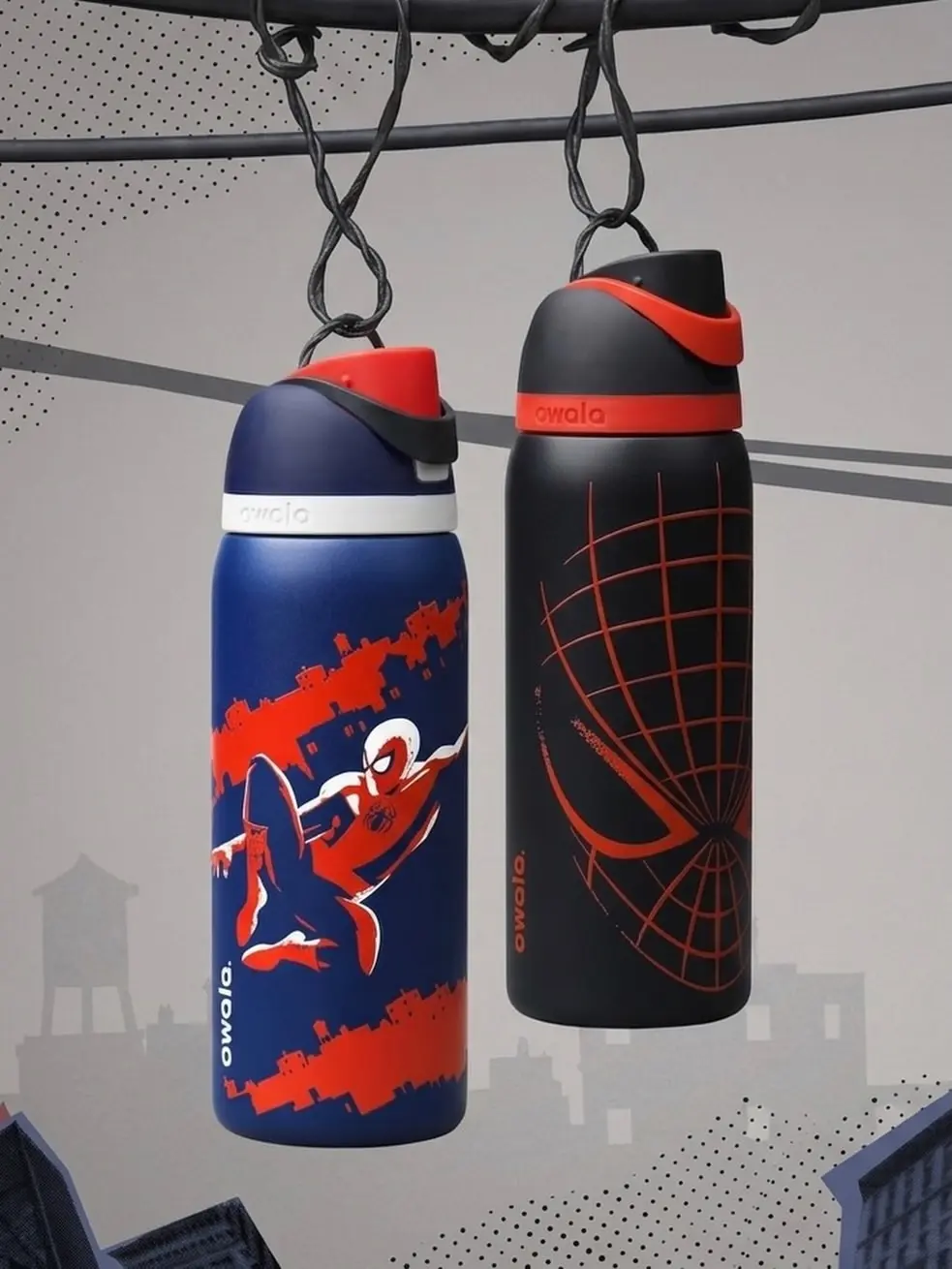 Spider Web 32oz Water Bottle, Insulated Sports Water Bottle with Leak Resistant Lid, Reusable Straw Bottle, Travel Gym Bottle, Fitness Drink Bottle, Black Red Web Design, Outdoor School Work Bottle, Large Capacity Everyday Hydration Bottle
