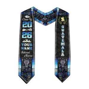 Custom Guatemala USA Flag Graduation Stole with Name and School Year, Class of 2026 Cultural Sash, Unique Senior Keepsake for Ceremony Outfit