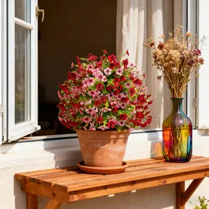 Artificial Two-Tone Simulation Flower with Ground Insert, Realistic & Flowers, Indoor/outdoor Decor, Christmas, Valentine's Day, Easter, Mother's Day (Vase not included), Artificial Flower Arrangements