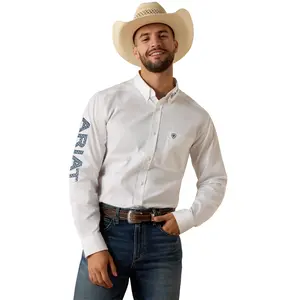 Ariat Men's Team Logo Tango White Twill Fitted Button Down Shirt 10073652