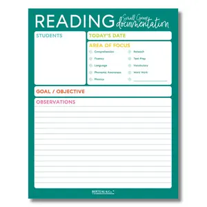 BERTEAU & Co. Reading Small Group Documentation Notepad - Durable Hardcover Journal with 50 Sheets for Teacher Records & Student Progress Tracking
